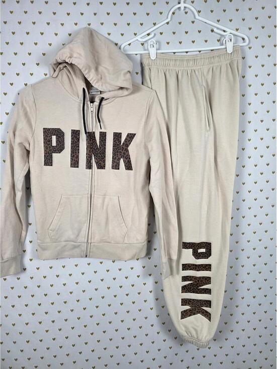 PINK Victoria's Secret Tops - Victorias Secret Pink Cheetah Leopard Full zip Jacket Sweatpants Sweats SET XS
